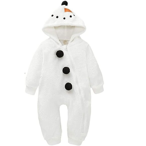 Other - NWT - Hooded Jumpsuit Toddler Long Sleeve Snowman with Zipper - 12-18M (90)